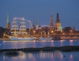 Riga harbour at night by Con-Ex